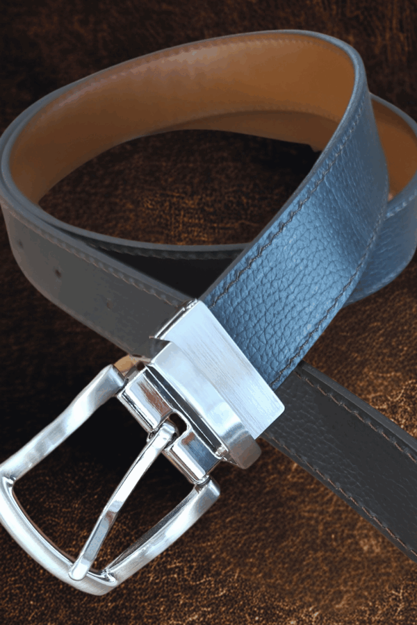 Ceinture sur-mesure en cuir pleine fleur – doublée, surpiquée, boucle réversible – Image 2